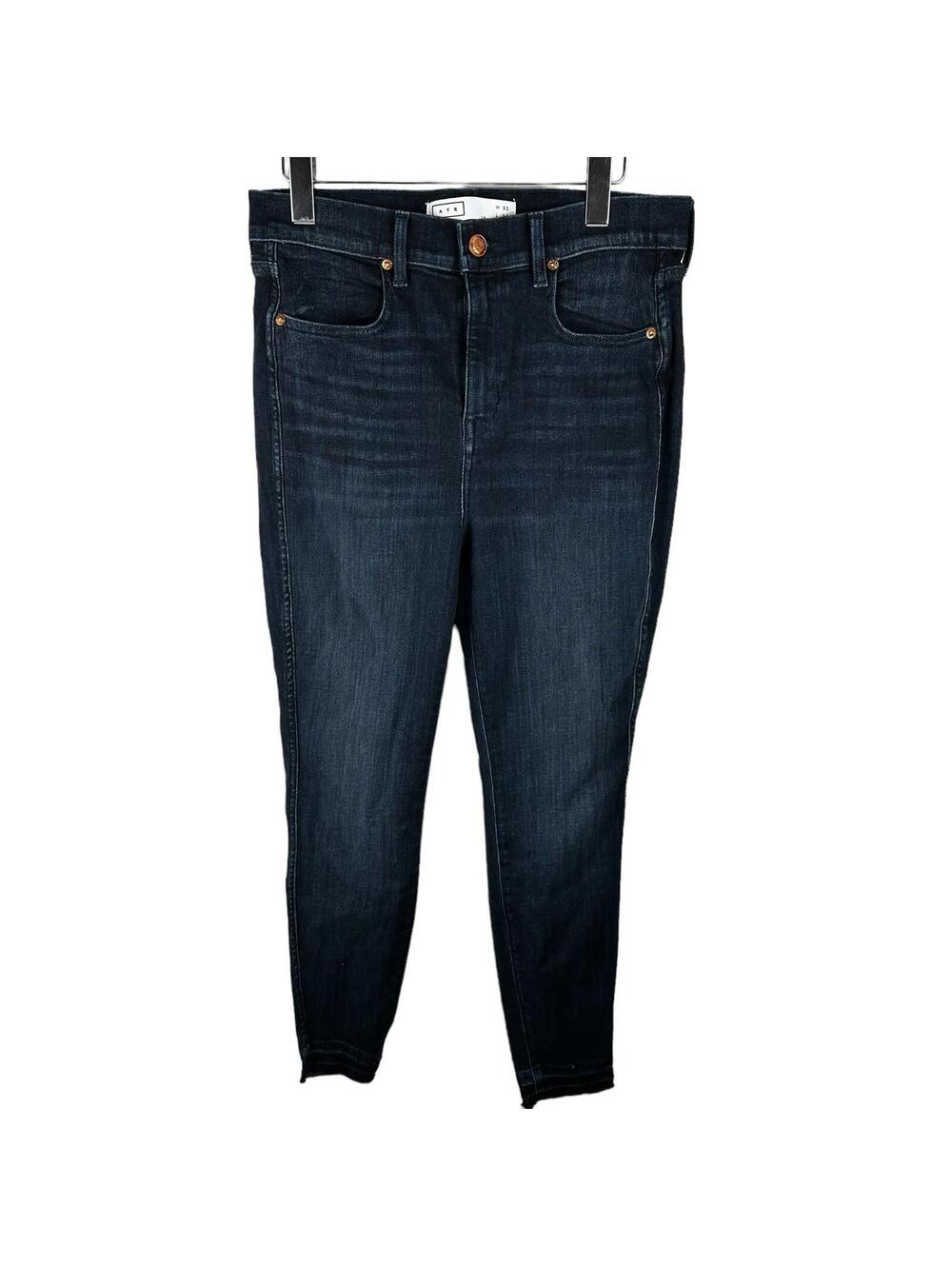 AYR Jeans 32 X 26 Womens The Riser High Rise Skinny Leg Dark Wash Denim Ankle